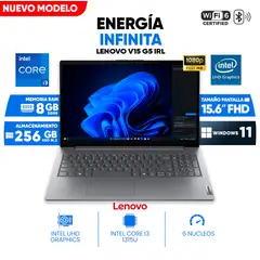 LENOVO - Laptop V15 G5 IRL, Core i3-1315U, 8GB DDR5, 256 GB SSD M.2, 15.6 FULL HD TN