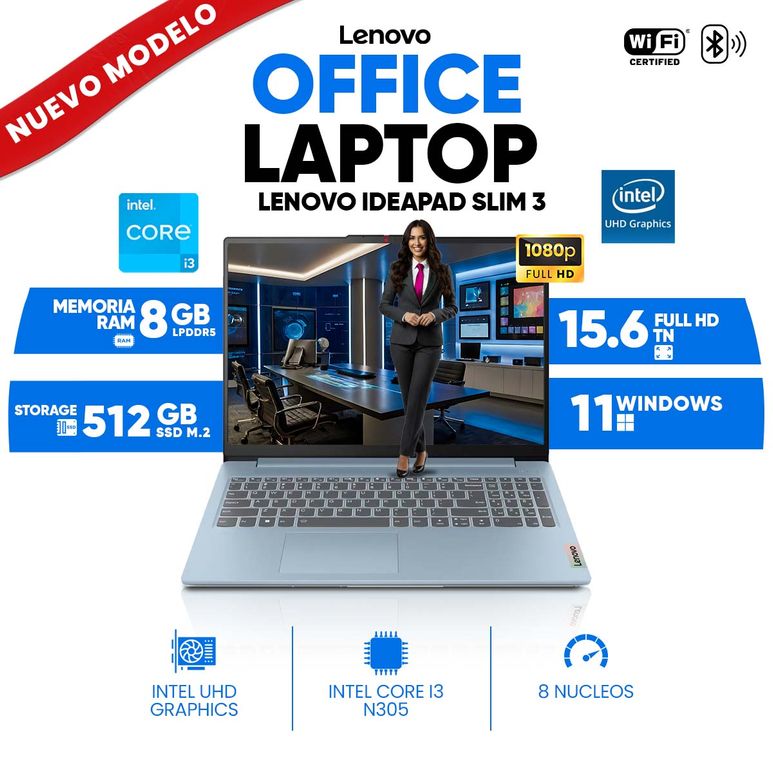 IdeaPad Slim 3 15IAN8, Intel Core 3-N305, 8GB LPDDR5, 512GB SSD, 15.6 FHD TN