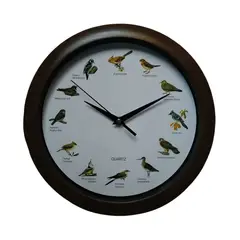 QUARTZ - Reloj de pared Temático canto horario con aves - decora sala terraza