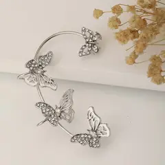 GENERICO - ARETE EAR CUFF MARIPOSAS PLATA JOYERÍA FINA AJUSTABLE PARA MUJER