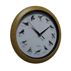 QUARTZ - Reloj de pared Temático canto horario con aves - decora sala terraza