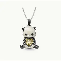 GENERICO - Collar Panda Kawaii con Corazón Brillante Regalo Juvenil Moda Coreana