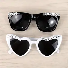 GENERICO - Set x 2 lentes para el novio y la novia just married recién casados