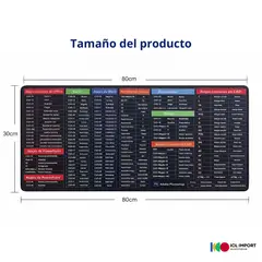 OEM - PAD MOUSE EXTRA GRANDE ANTIDESLIZANTE DE 80 X 30 CM CON ATAJOS DE EXEL, WORD, POWER POINT, PHOTOSHOP Y AUTOCAD