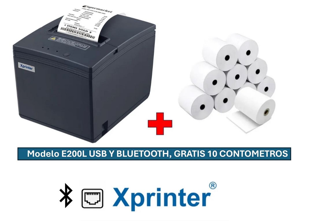 Impresora ticketera termica 80mm USB BLUETOOTH y 10 Rollos