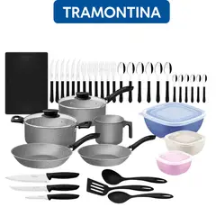 TRAMONTINA - Juego de cocina Acero Inoxidable Linz x 44 piezas- TRAMONTINA. Oferta