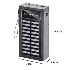 GENERICO - Power Bank Solar 20000 mAh Cargador Portatil Cable Tipo C Lightning Micro USB