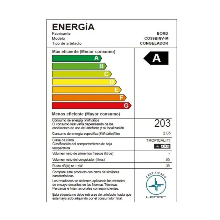 Congeladora CO99BINV-M 99L Chest Freezer con Función Dual y Eficiencia Energética A