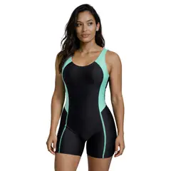 AQUA&MODA - TRAJE DE BAÑO ENTERIZO CON PROTECCION UV DE MUJER AQUAMODA TRANVMM NEGRO CON VERDE MENTA