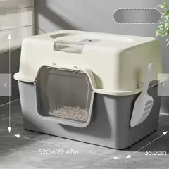 GENERICO - Arenero Cerrado para Gatos con Palita Bandeja Sanitaria con Tapa - GRIS