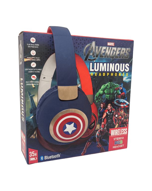 Audífono Inalámbrico Marvel Luminous Capitán América Vincha Azul
