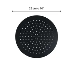 GENERICO - Cabeza de ducha 25cm negro mate + Brazo de ducha cuadrado negro 40 cm