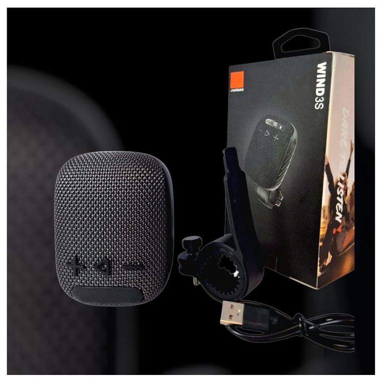 Parlante Bluetooth inalambrico con FM y soporte para Moto y Bicicleta. Altavoz de alta fidelidad + graves potentes BASS
