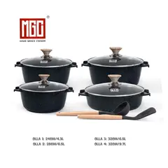 OEM - JUEGO DE OLLAS DE 10 PIEZAS MGC ROCA VOLCANICA NEGRO