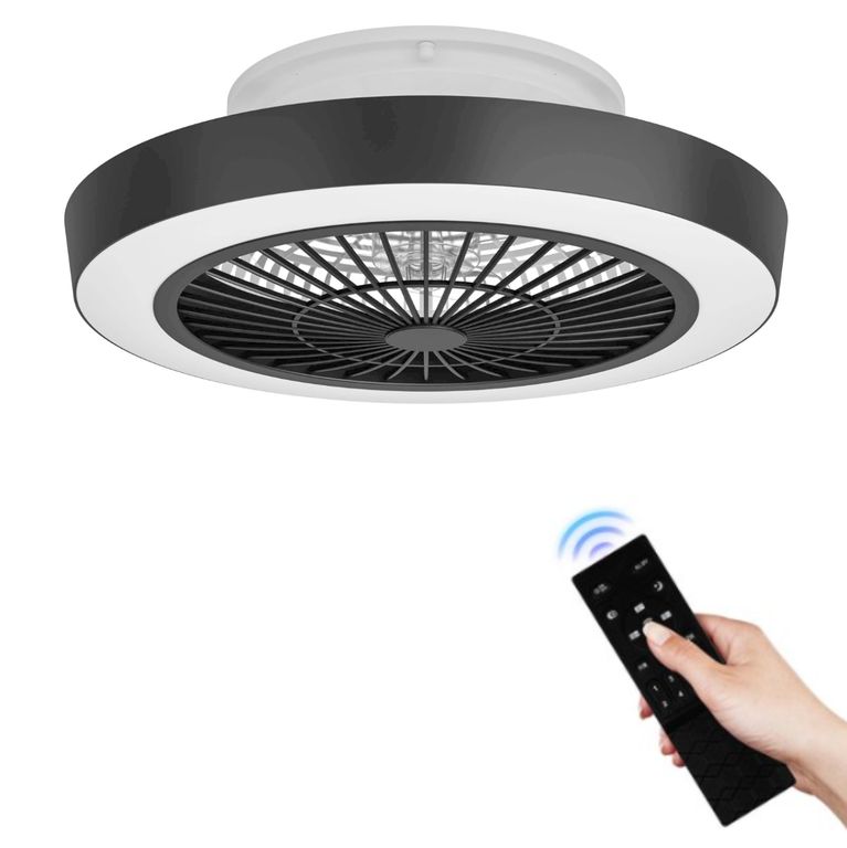 VENTILADOR DE TECHO LED NEGRO CON CONTROL REMOTO