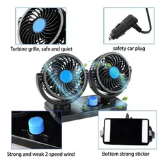 GENERICO - VENTILADOR CARRO 360 DOBLE GRADUABLE PORTATIL 12V