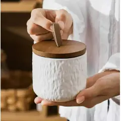 GENERICO - Canister en Ceramica Blanca con Tapa Hermética Pack x 2