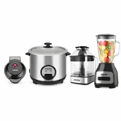 PRACTIKA - LICUADORA BL-600+ EXPRIMIDOR CITRUS FORCE+ MINIWAFLERA M104 + OLLA ARROCERA POM-1K