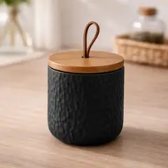 GENERICO - Canister de Ceramica Negro con Tapa Hermética
