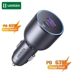 UGREEN - Cargador de Auto 63W Carga Rápida 63W Total Samsung Galaxy S25 S24 S23 Ultra iPad Pro