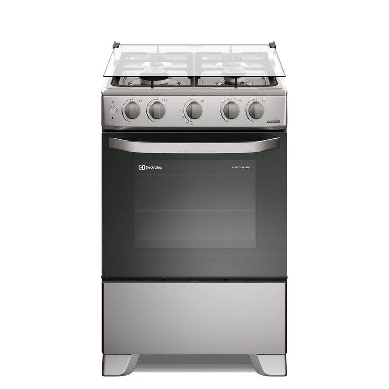 Cocina 4 quemadores 60Cm Efficient VaporBake y Parrillas Hierro Fundido Silver FE4OSR