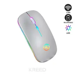 KREED - Mouse RGB Inalámbrico Recargable K301 - Plata