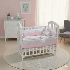 GENERICO - Cuna colecho dos niveles + colchon ortopedico + set de cuna completa rosado