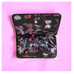 GENERICO - Bolsa Reutilizable Plegable 2 en 1 Diseño Mariposas Negra