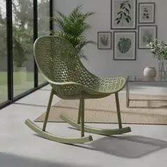 GENERICO - Silla Mecedora Haven Fancy Buy Ergonómica de Polipropileno para Interior y Exterior Verde Urban
