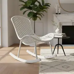 GENERICO - Silla Mecedora Haven Fancy Buy Ergonómica de Polipropileno para Interior y Exterior Blanco Premium