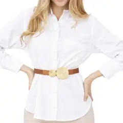 MARTINELA - CORREA ELASTICA CON HEBILLA DORADA MUJER LIANA - MARRON