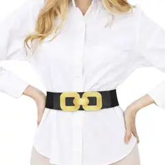 MARTINELA - CORREA ELASTICA CON HEBILLA DORADA MUJER MAITE - NEGRO