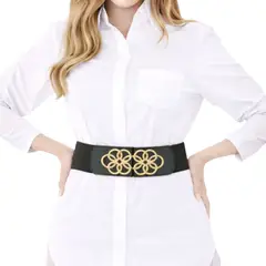 MARTINELA - CORREA ELASTICA CON HEBILLA DORADA MUJER ELOIZA - NEGRO