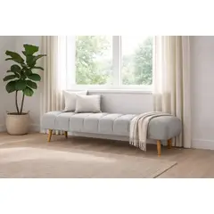ARTSOFA - Banqueta Velour Dos Cuerpos Gris Plata Antifluido + Obsequio