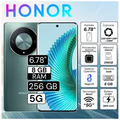HONOR - Celular Magic 6 Lite 5G 8GB RAM 256GB 6.78" Pulg. MagicOS 8.0 - Verde Esmeralda