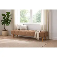 ARTSOFA - Banqueta Velour Dos Cuerpos Marrón Claro Antifluido + Obsequio