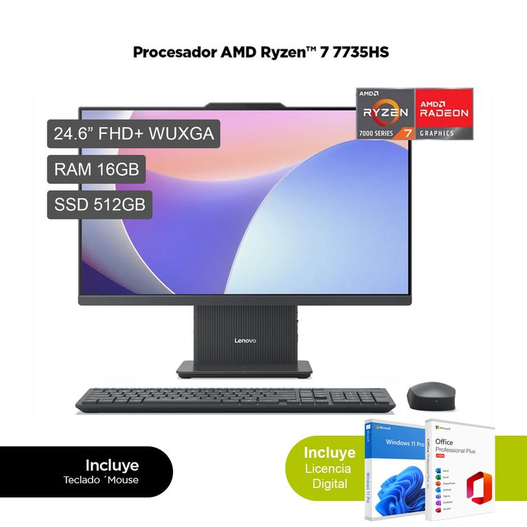 All in One IdeaCentre AIO ARR9 AMD Ryzen 7 7535HS 16GB RAM 512GB SSD 23.8" FHD F0HR009QLD+WO