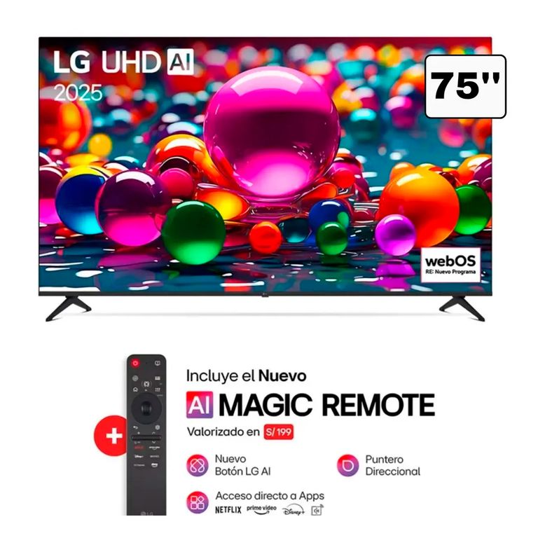 Televisor LG 75 UHD 4K Smart TV ThinQ AI 75UA8050PSA 2025