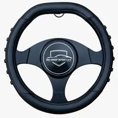 GENERICO - CUBRE VOLANTE DE 38 CM DEPORTIVO CON MASAJEADOR NEGRO