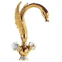 GENERICO - MEZCLADORA PARA LAVATORIO AL MUEBLE TIPO CISNE DORADO M00807