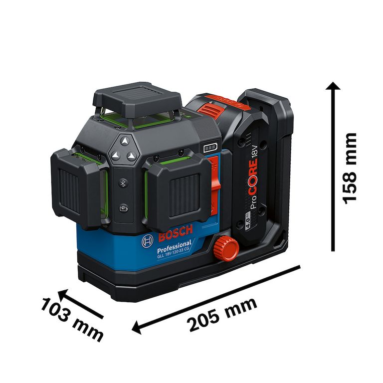 Nivel Láser Verde Gll 18v-120-33 Cg Alcance 120m Radio