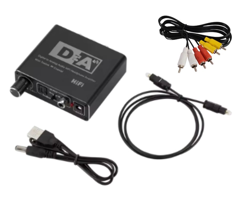 Convertidor Óptico DA Hifi Kit Cable Óptico + Rca A Rca