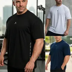 ALPHA FIT - Pack de 3 Polos Oversize Algodon - Polo deportivo Gym - Ropa de deporte