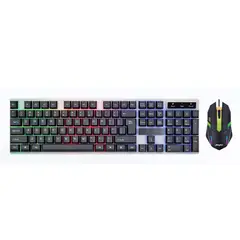 GENERICO - Set Teclado Para Computadora Con Cable USB + Mouse 4 Botones RGB