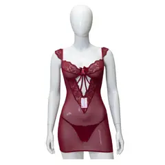 GENERICO - BABYDOLL LENCERIA SEXY DE ENCAJE PIJAMA VINO