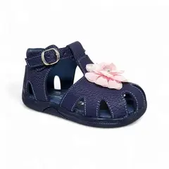 GENERICO - Sandalia pibe semi-ortopédico trapecio flor Azul Para niña bebé