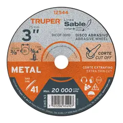 TRUPER - Disco Tipo 41 de 3 x 1 mm corte fino de metal - 12544