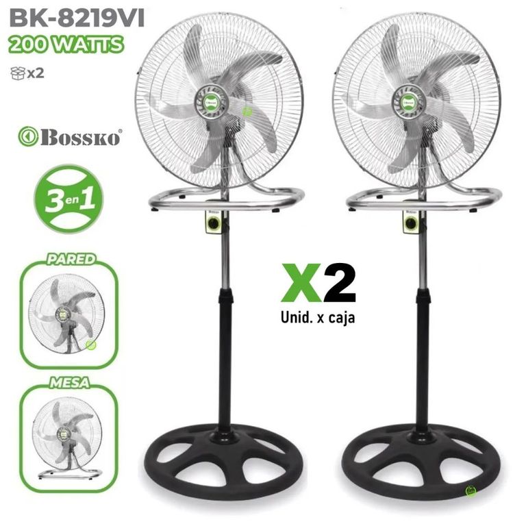 Ventilador Industrial 3 en 1 18" 3 Vel. 200W BK-8219VI x 2uni