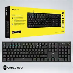 CORSAIR - TECLADO GAME K70 CORE RGB SWITCH LINEAL MLX RED V2 MANDO MULTIMEDIA SIN REPOSEMUÑECA