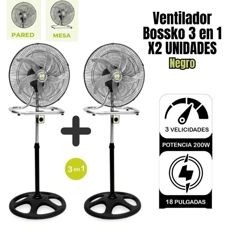 Ventilador Industrial 3 en 1 18" 3 Vel. 200W BK-8219VI/NG x 2uni